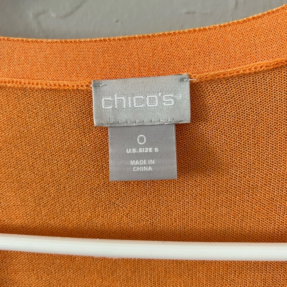 Chico’s Dip-Dye‎ Pink Ombré Orange Open-Front Cardigan Size 0/Small